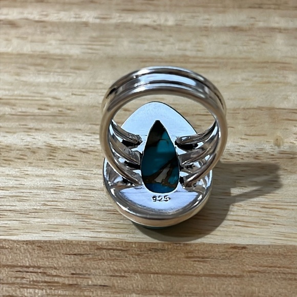 SPINY OYSTER TURQUOISE 925 STERLING SILVER GEMSTONE RING SIZE 8 - Picture 4 of 7